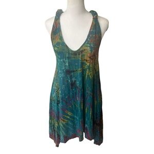 KATHMANDU IMPORTS JEWEL TONE TIE-DYE TUNIC/SWIM COVER UP